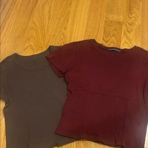 Brandy Melville Brown and Red Crop Tops